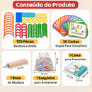 Quebra-Cabeça de Madeira com Pinos e Anéis
