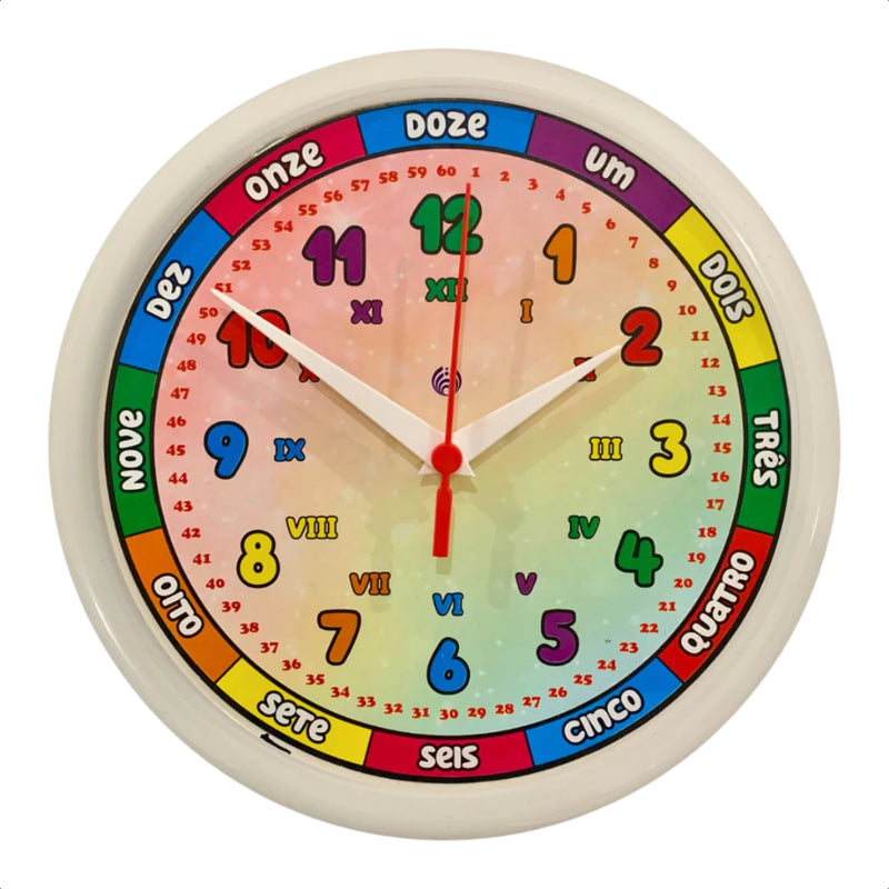 Relógio de Parede Didático Infantil 24,5cm – Educativo e Colorido